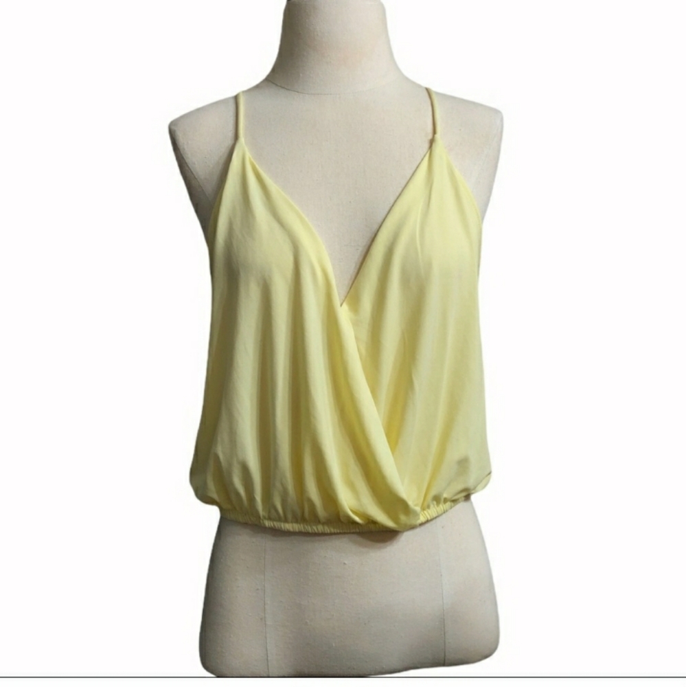 ARDENE Yellow Surplice Racerback Crop Top Sz L